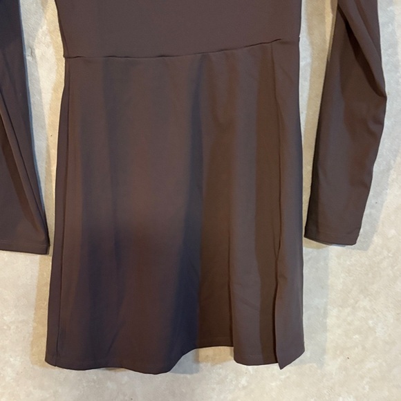 Elegant Long Sleeve Dress in Chocolate Brown - Picture 3 of 12